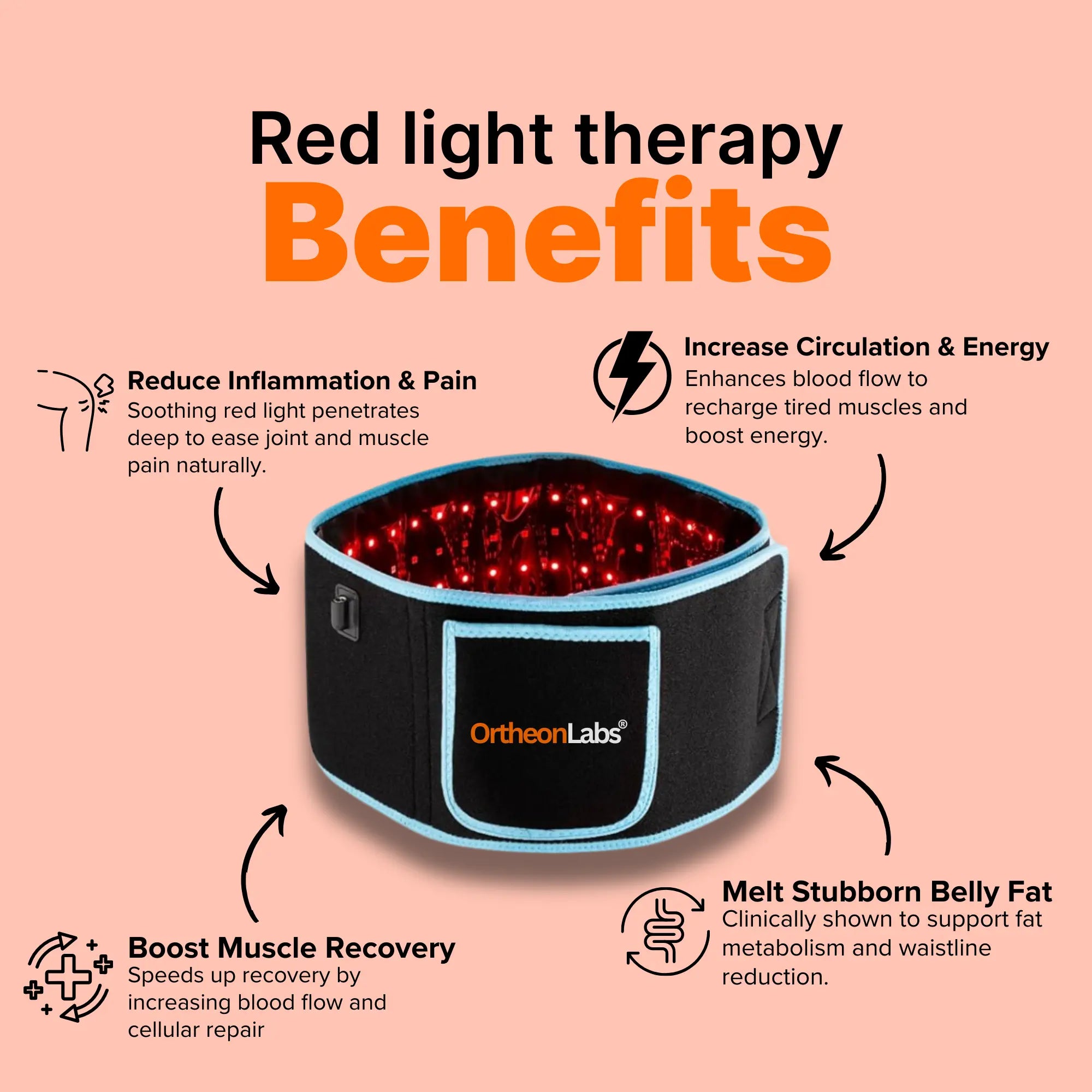 Ortheonlabs® Red Light Therapy Healing Belt